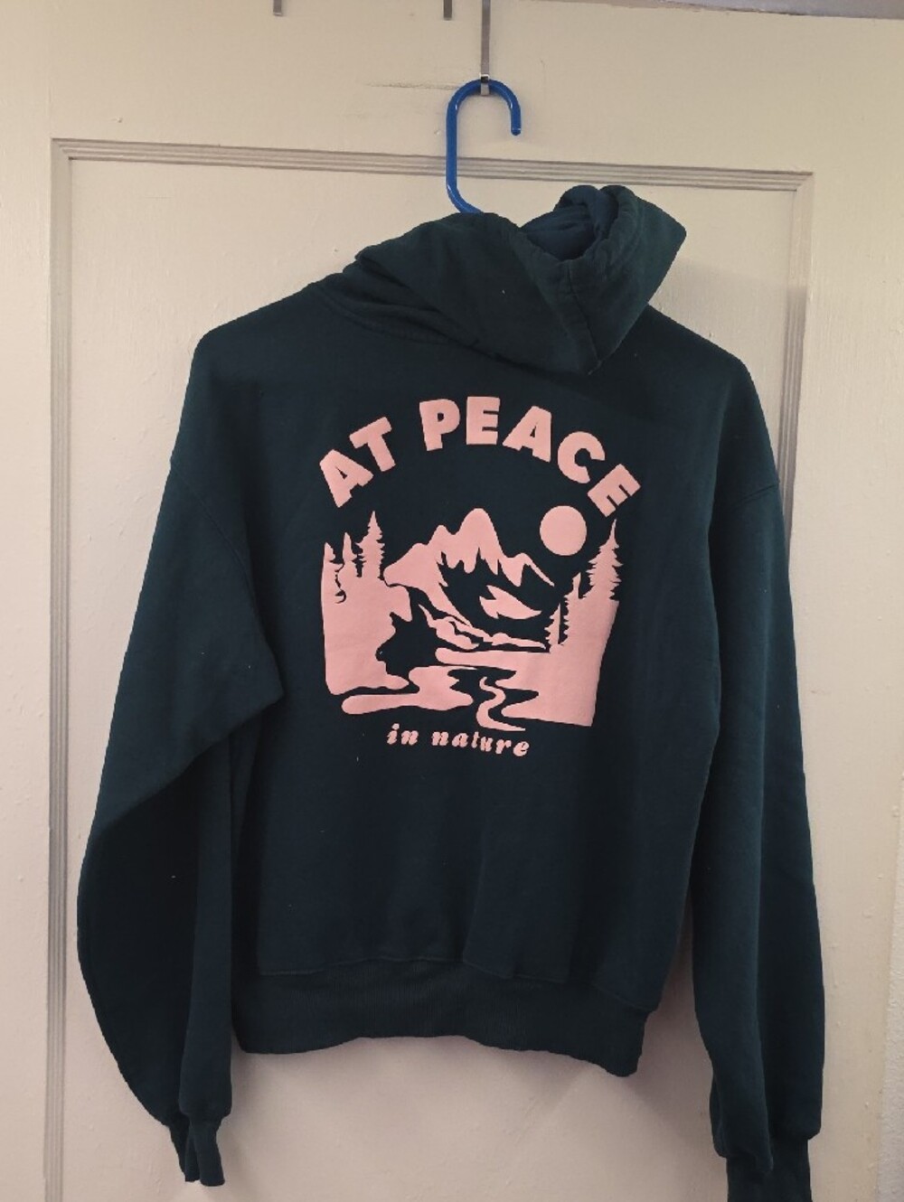 Fabletics At Peace in Nature Graphic Hoodie Green Pink Size Medium